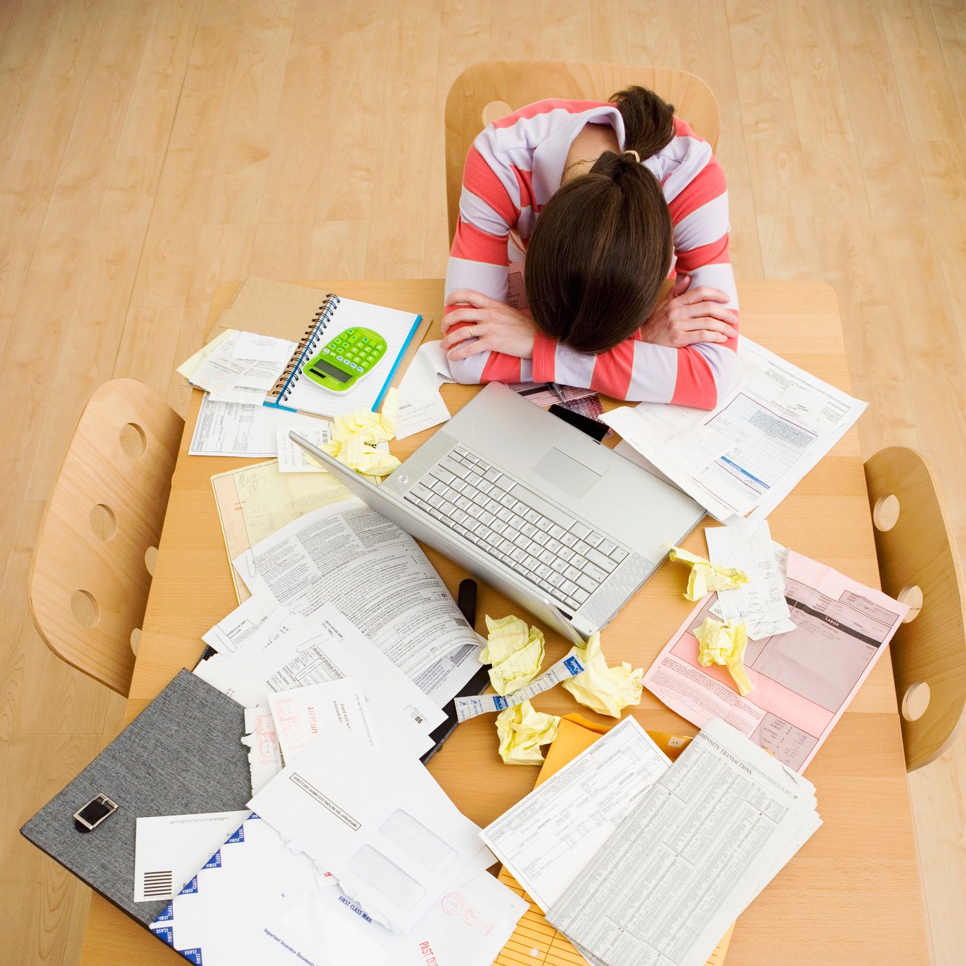 Woman overwhelmed by finances